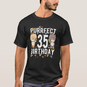 Fun Cat Happy 35Th Birthday 35 Year Old Birthday T-Shirt