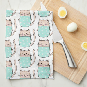 Fun Cat Pattern Tea Towel