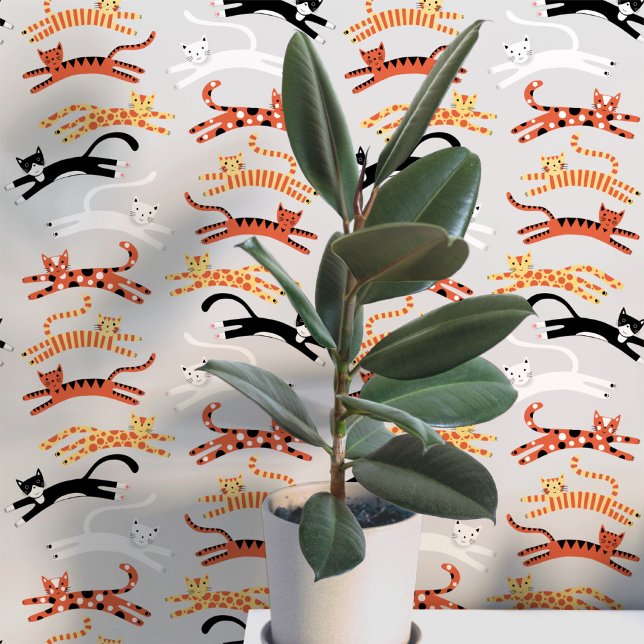 Fun Cat Pattern Wallpaper (Fun kitty cat patterned wallpaper)