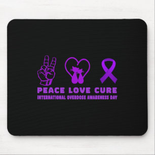 Fun Cat Peace Love Cure Overdose Awareness Support Mouse Pad