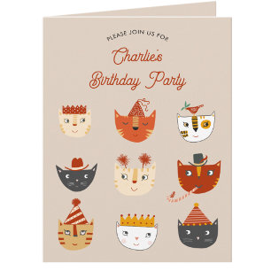 Fun Cat Personalised Birthday Party Invitation