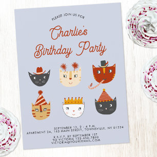 Fun Cat Personalised Birthday Party Invitation Postcard