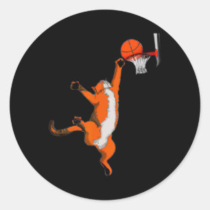 Fun Cat Playing Basketball Sports Cat Basketball L Classic Round Sticker