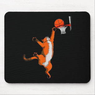 Fun Cat Playing Basketball Sports Cat Basketball L Mouse Pad