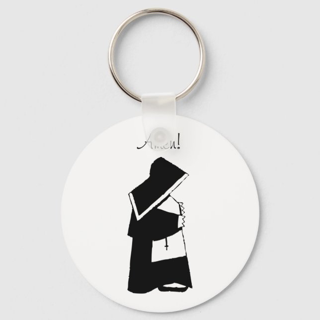 Fun Catholic Nun in Habit AMEN Religious Key Ring (Front)