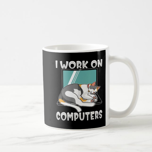Fun Cats and Computers Halloween Kitty for pet lov Coffee Mug (Right)