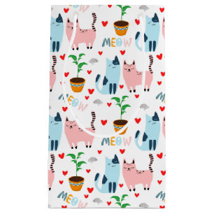 Fun Cats and Mice With Hearts Small Gift Bag