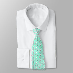 Fun cats pattern hand drawn teal tie