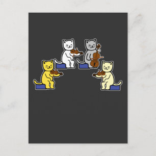 Fun Cats Playing Violin Cello Gift Music Postcard