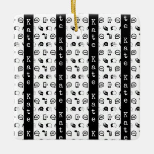 Fun Cell Phone Text Messaging Pattern CUSTOM NAME Ceramic Ornament