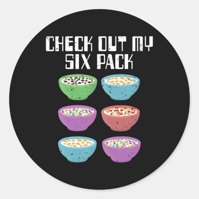 Fun Cereal Gym Breakfast Bowls Six Pack Workout Bo Classic Round Sticker (Front)