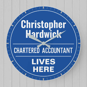 Fun Chartered Accountant Wall Plaque Style Large Clock