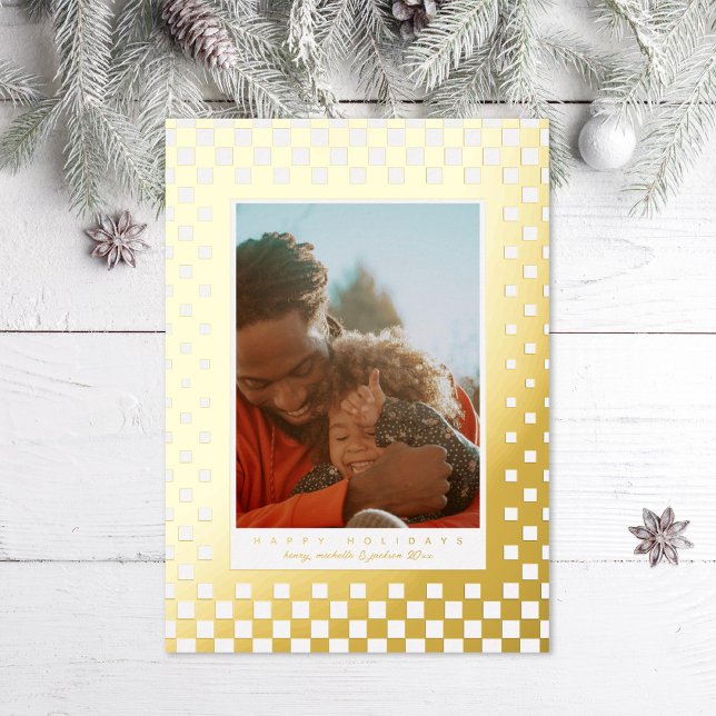 Fun Checkers Photo Foil Holiday Card (Creator Uploaded)