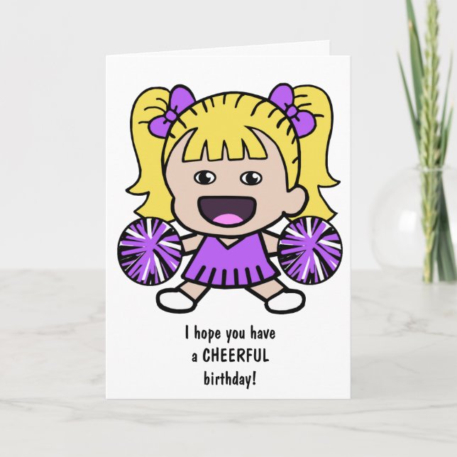 Fun Cheerleader Birthday Card for Girls (Front)