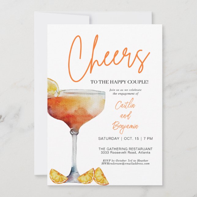 Fun Cheers Engagement Party Invitation (Front)