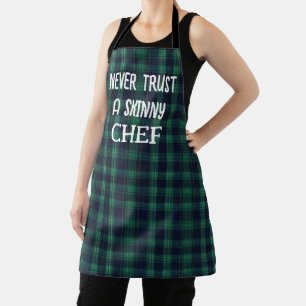 Fun Chef Quote On Green and Blue Tartan Plaid Apron