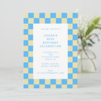 Fun Chequerboard Light Blue Geometric Birthday