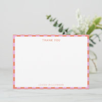 Fun Chequerboard Pink Orange Geometric Birthday