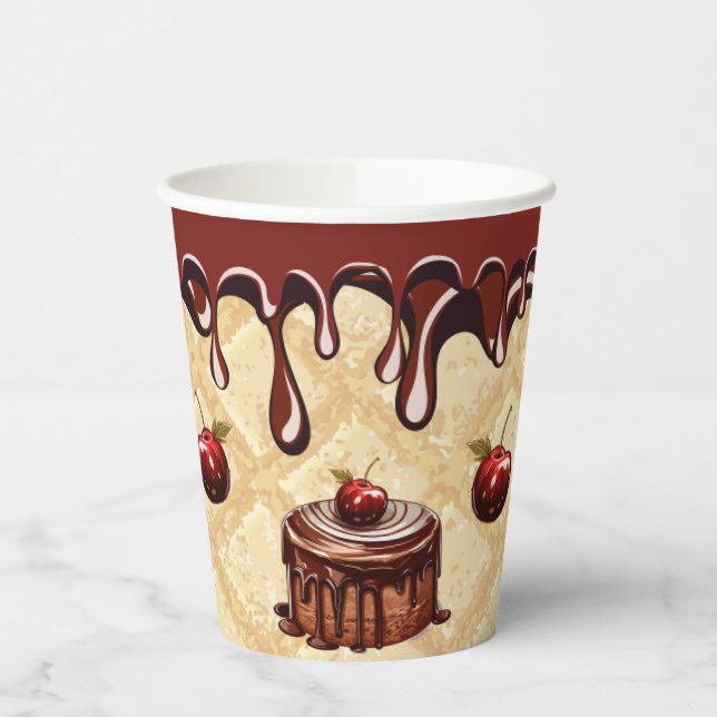 Fun Cherry Chocolate Lover Waffle Cone Party  Paper Cups (Left)