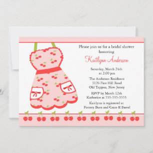 Fun Cherry Retro Kitchen Bridal Shower Invitation