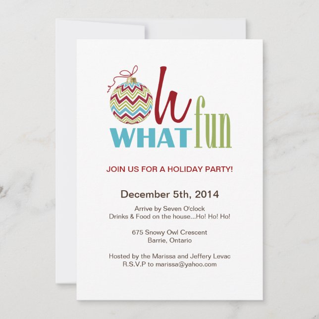 Fun Chevron Christmas Party Invitation (Front)