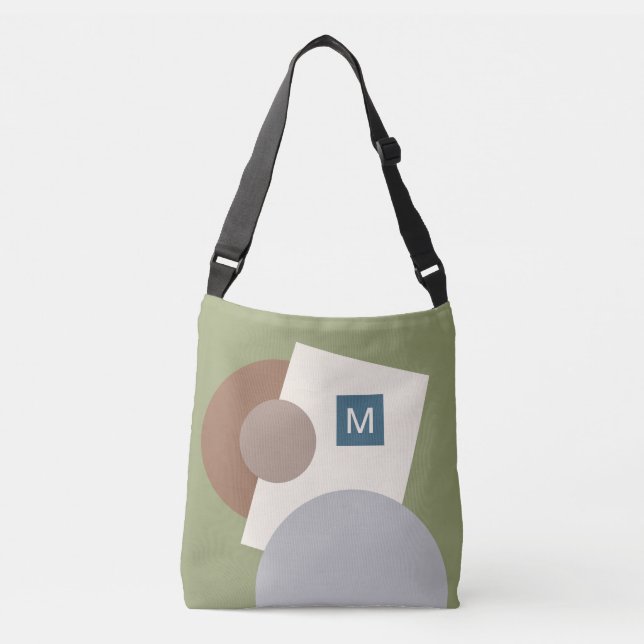 Fun Chic Abstract Geometric Circles Art Pattern Crossbody Bag (Front)