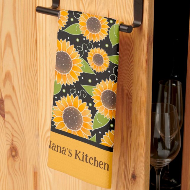 Fun Chic Customised Sunflower Floral Pattern  Tea Towel (Creator Uploaded)
