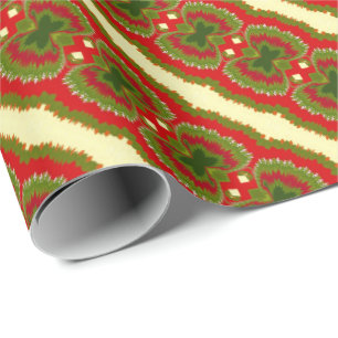 Fun Chic Gold Red Magenta Green Christmas Stripes Wrapping Paper