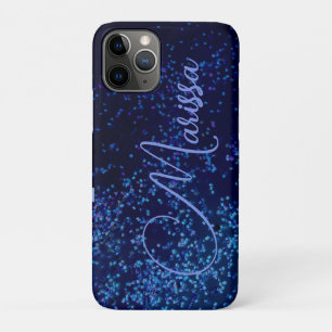 Fun Chic Personalised Blue Confetti    iPhone 11 Pro Case