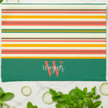 Fun Chic Stripe Stylish Custom Monogram Last Name Tea Towel<br><div class="desc">Chic Stripe Modern Stylish Kitchen towel with Monogram Initial and Last Name. These unique kitchen towels are a perfect gift to celebrate a birthday, retirement, anniversary, housewarming party, wedding gift, etc…A fun way to celebrate any occasion. Pair it with a bottle of wine and it makes a great gift for...</div>