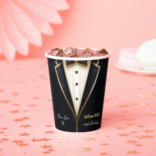 Fun Chic Suit Award Men Adult Tuxedo 18th Birthday Paper Cups (Insitu)