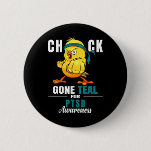 Fun Chick Gone Teal Ribbon Chicken Warrior Ptsd Aw 6 Cm Round Badge
