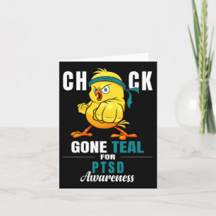 Fun Chick Gone Teal Ribbon Chicken Warrior Ptsd Aw Card