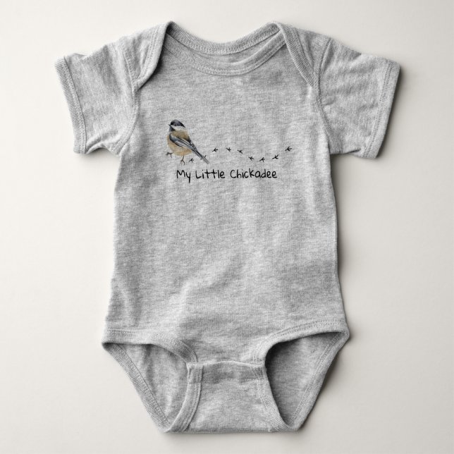 Fun Chickadee Cute little Bird Tracks   Baby Bodysuit (Front)
