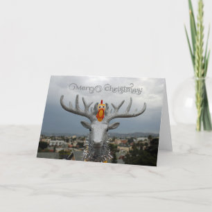 Fun Chicken and Rudolph Christmas Greeting Card! Holiday Card