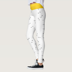 Fun Chicken Be Crazy! Funky Black & White & Yellow Leggings