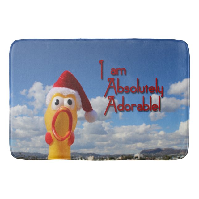 Fun Chicken Christmas Bath Mat! Mat (Front)