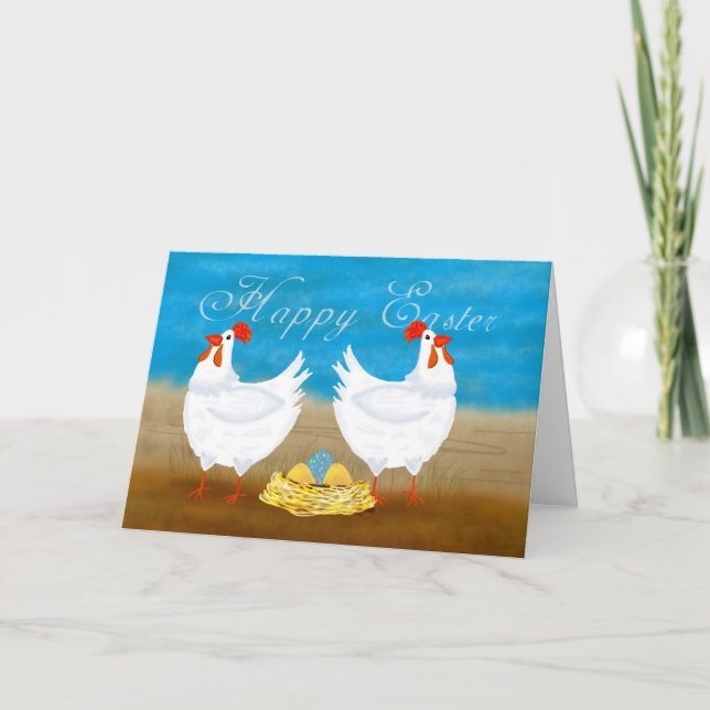 Fun Chicken Easter Greeting Card (Front)