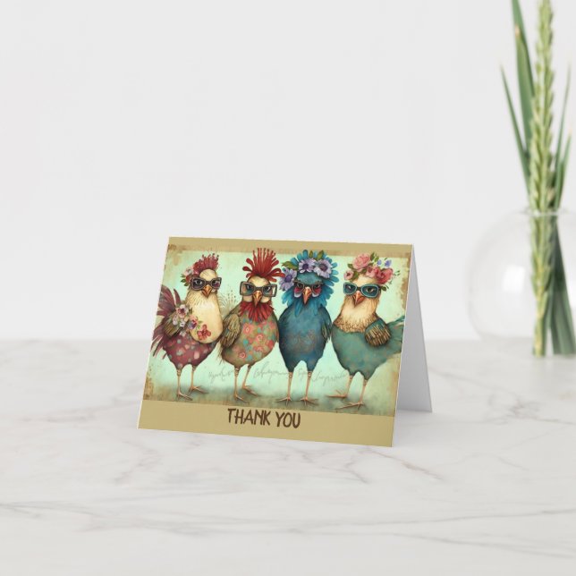 FUN CHICKEN THANK YOU Folded Thank You Card (Front)