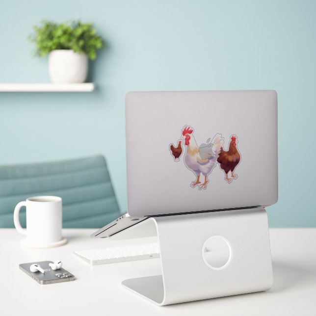 Fun Chicken Trio (Laptop On Desk)