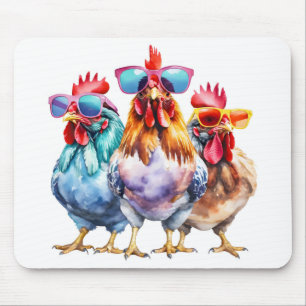Fun Chickens With Sunglasses Mouse Pad