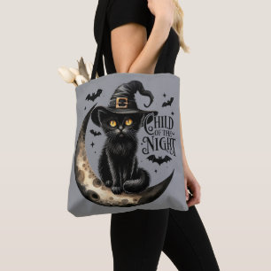 Fun Child of the Night Cat Halloween Tote Bag