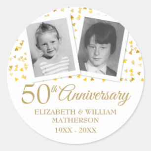 Fun Child Photos Golden Wedding Anniversary Classic Round Sticker