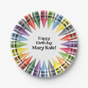 Fun Child's Crayons Happy Birthday Paper Plate