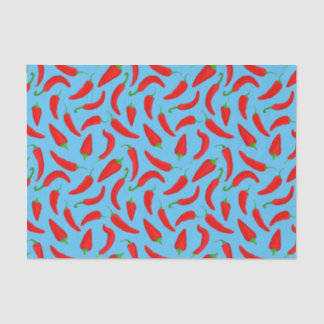 Fun Chilli Pepper Pattern on Blue Tissue Paper