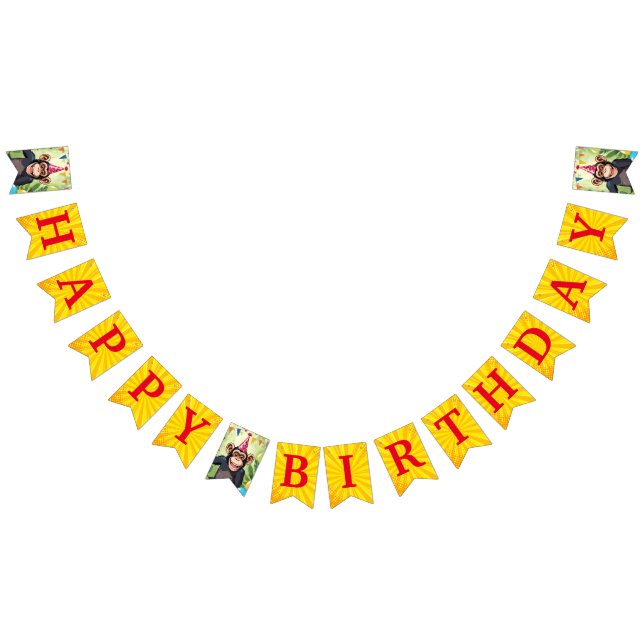 Fun Chimpanzee Kid's Wild Jungle Monkey Birthday Bunting (All)