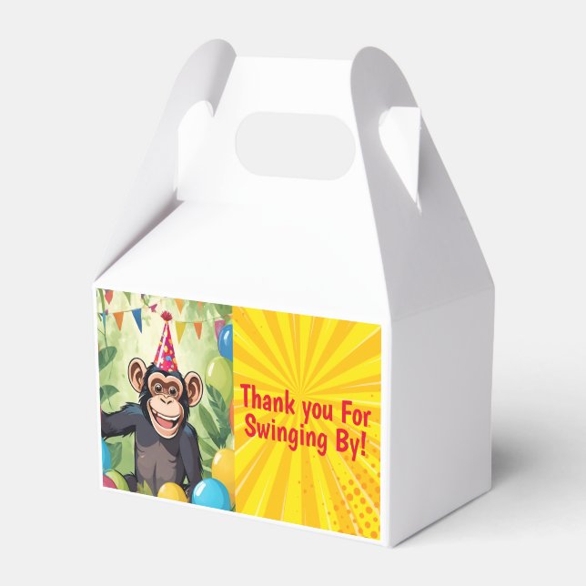 Fun Chimpanzee Kid's Wild Jungle Monkey Birthday Favour Box (Front Side)
