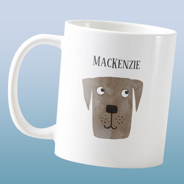 Fun Chocolate Labrador Retriever Dog Personalised Coffee Mug (Personalized Chocolate Labrador Retriever Dog custom name coffee mug)