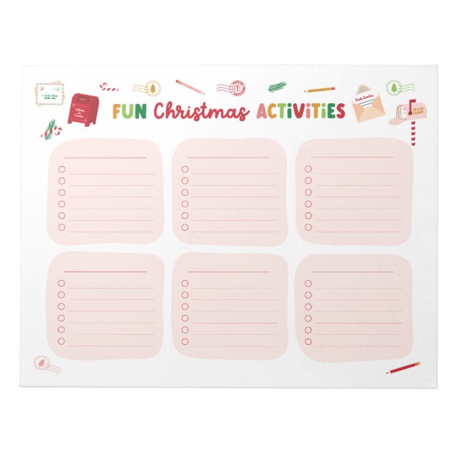Fun Christmas Activities Checklist Notepad (Front)