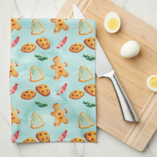 Fun Christmas Baking Cookies Gingerbread man Tea Towel